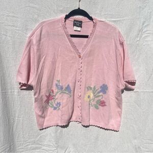 Vintage Southern Lady Pink Floral Cardigan